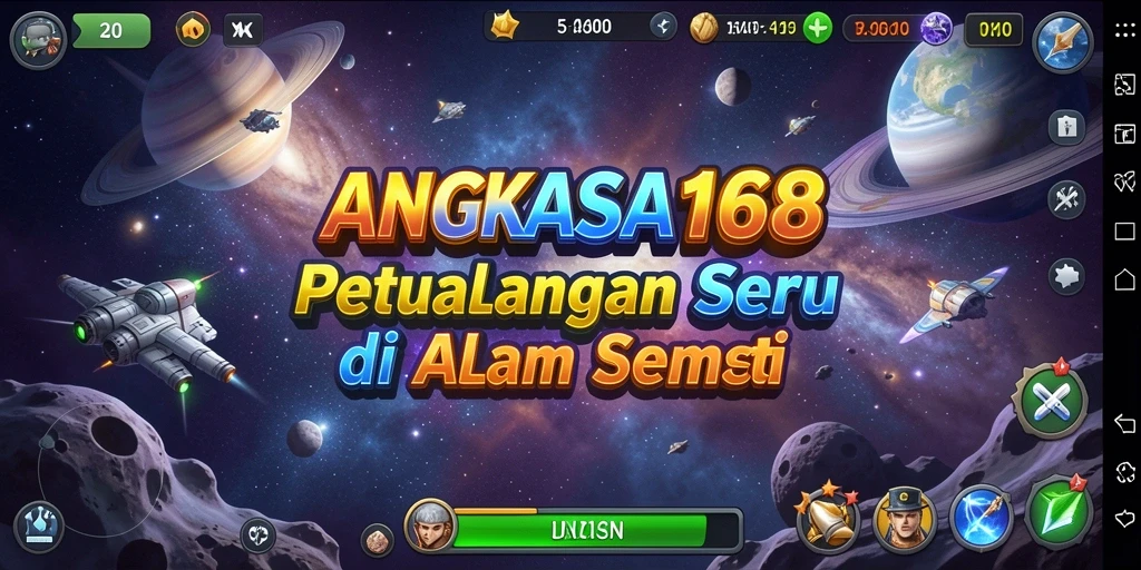 Tampilan gameplay seru di <strong>ANGKASA168</strong> saat menjelajahi planet asing.