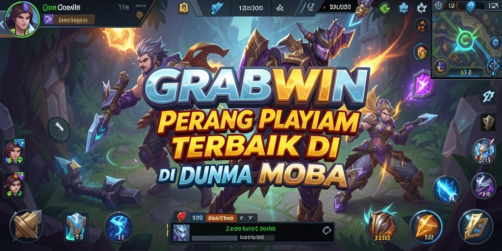 Tampilan gameplay action seru di arena MOBA GRABWIN.