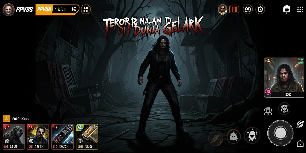 Screenshot gameplay PPV88 menunjukkan suasana menyeramkan yang mengintimidasi.