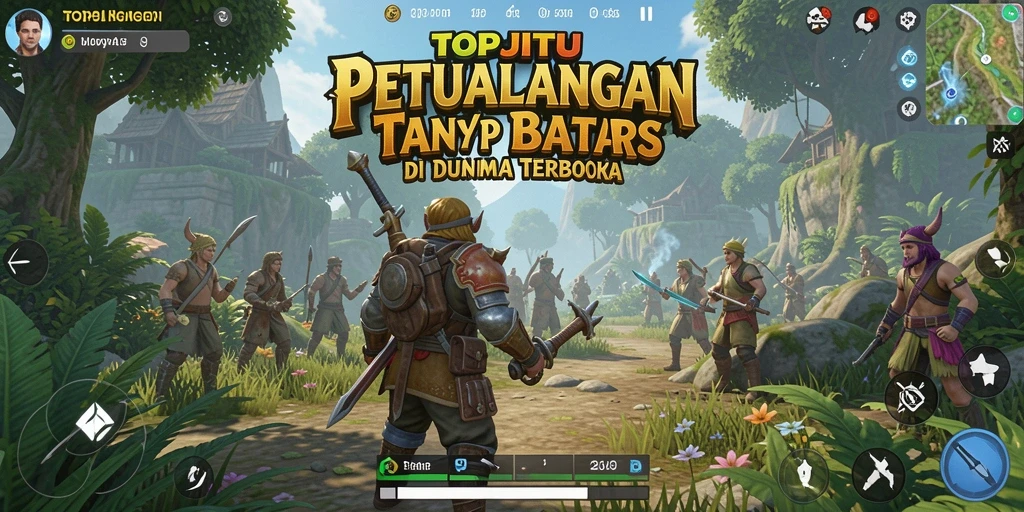 Screenshot menunjukkan petualangan epik dalam dunia terbuka TOPJITU.