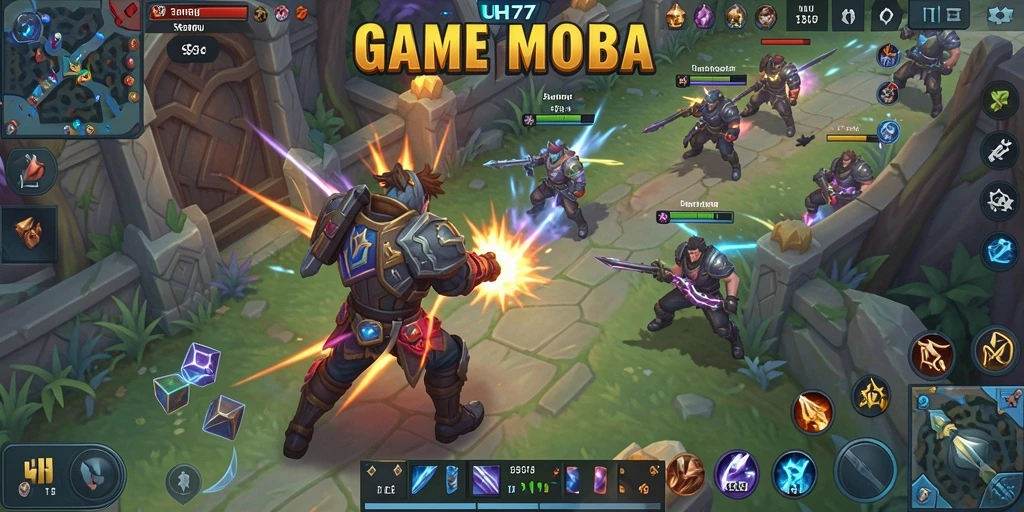 Tangkapan layar UH77 menampilkan aksi pertarungan seru dalam permainan MOBA.